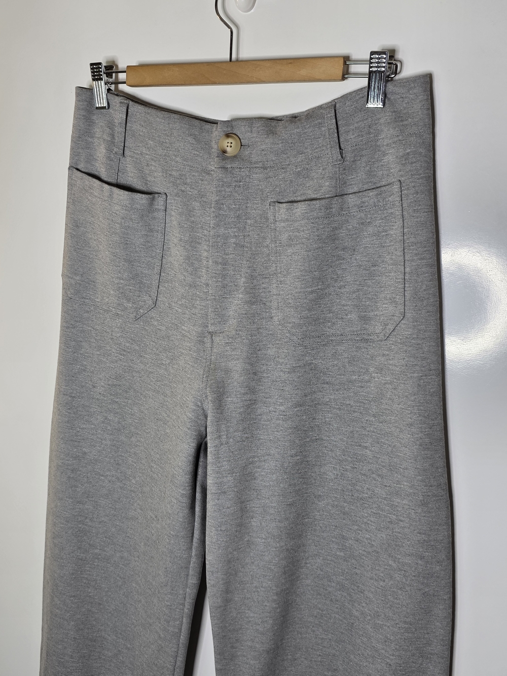 Jones & Co New York Grey Stretchy Wide Leg Elastic waist pull on casual pants 12